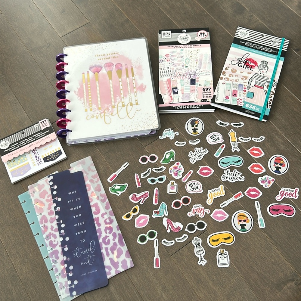 HAPPY PLANNER Glam Girl Planner Bundle, Sticker Books, Dashboards Stationery Kit